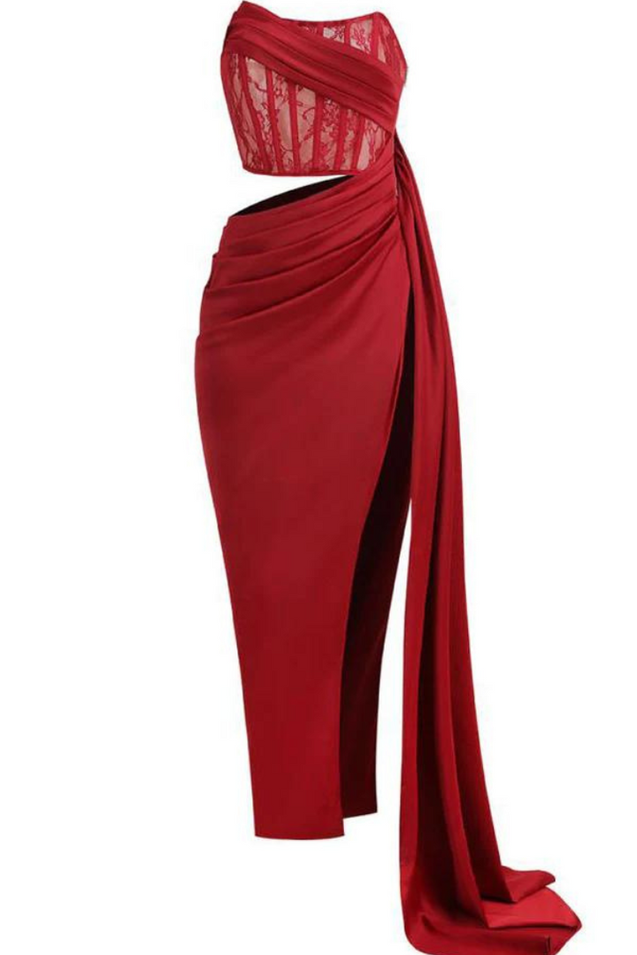 Maria Satin Maxi- Red - Angel Lane Clothing