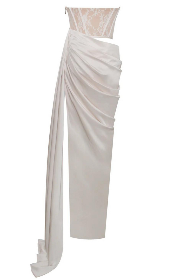 Maria Satin Maxi- White - Angel Lane Clothing