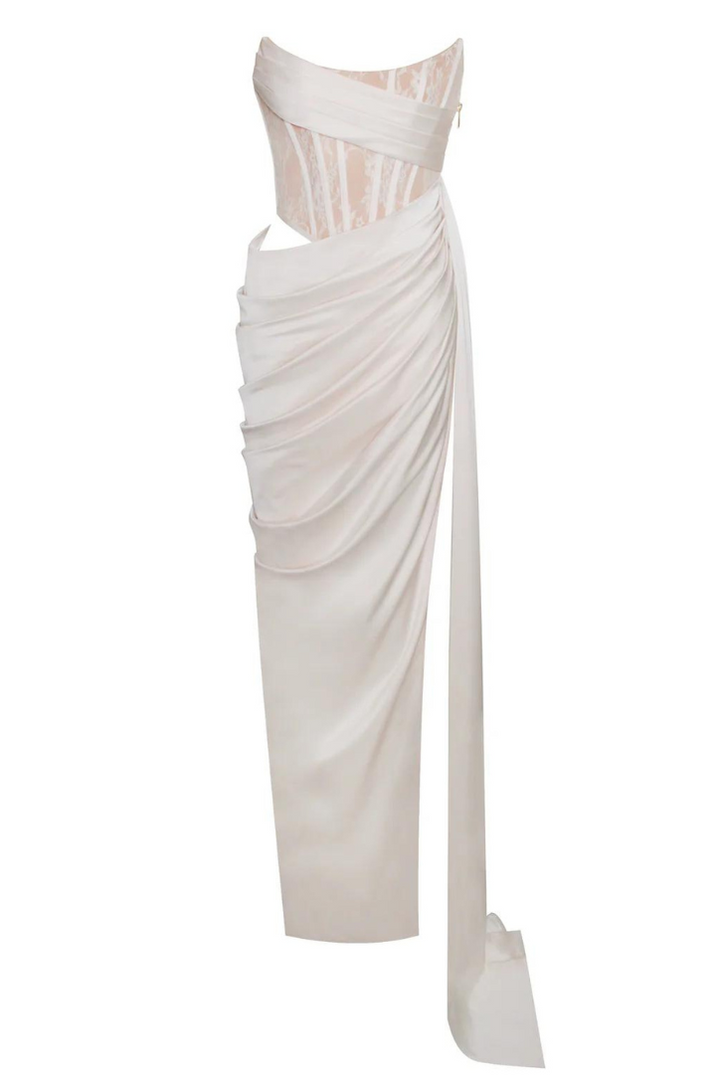 Maria Satin Maxi- White - Angel Lane Clothing