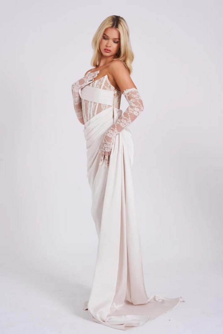 Maria Satin Maxi- White - Angel Lane Clothing