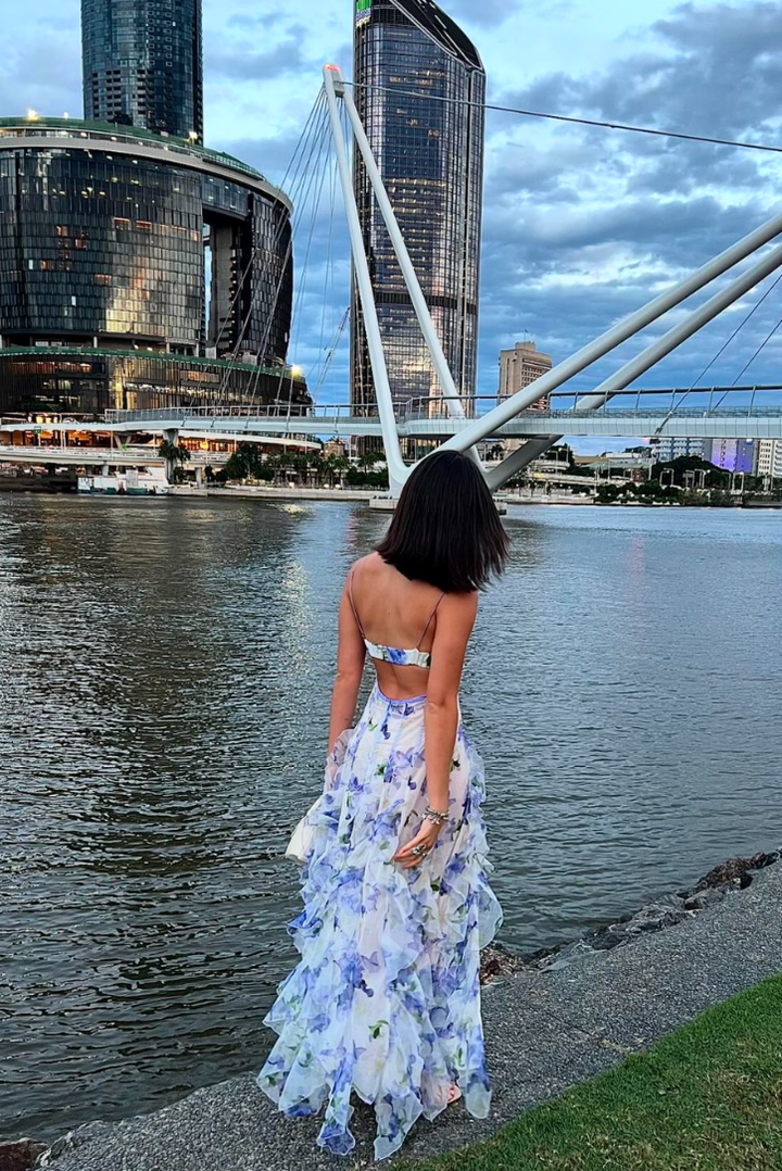 Martini Ruffle Maxi- Ocean - Angel Lane Clothing
