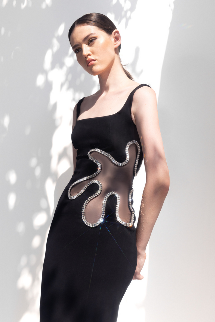 Nancy Rhinestone Maxi- Black - Angel Lane Clothing