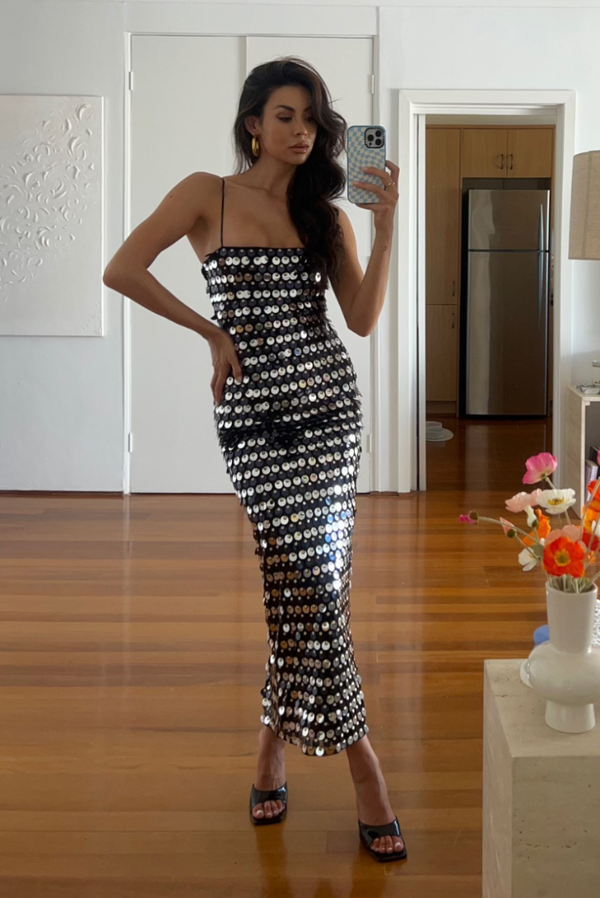 Nyla Sequin Maxi- Black - Angel Lane Clothing