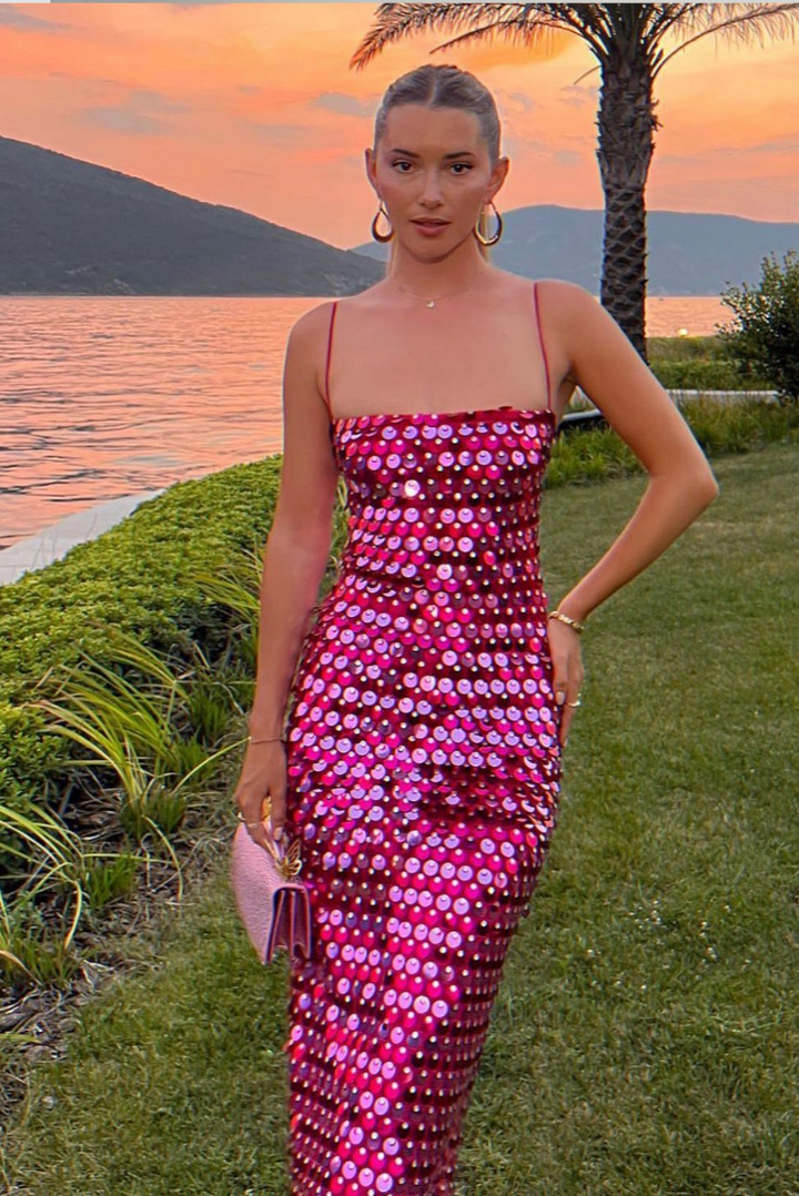 Nyla Sequin Maxi- Fuschia - Angel Lane Clothing