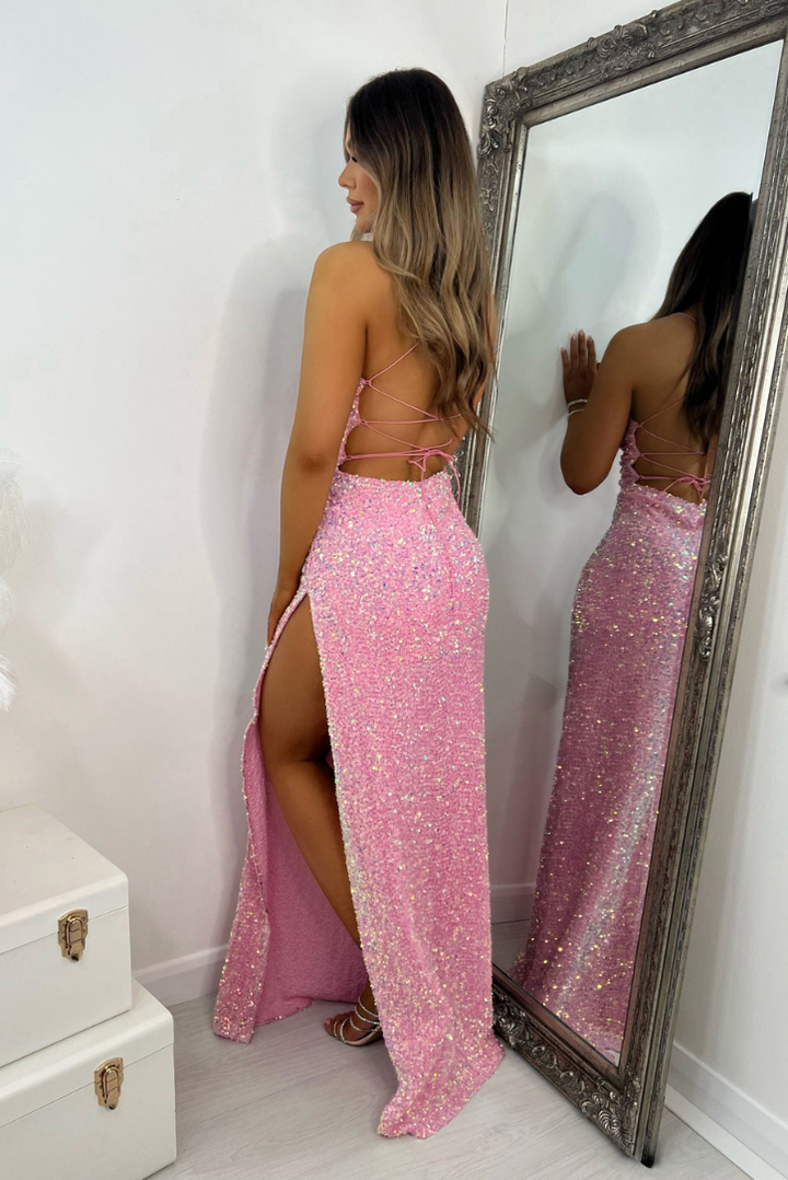 Vera Sequin Maxi- Pink - Angel Lane Clothing