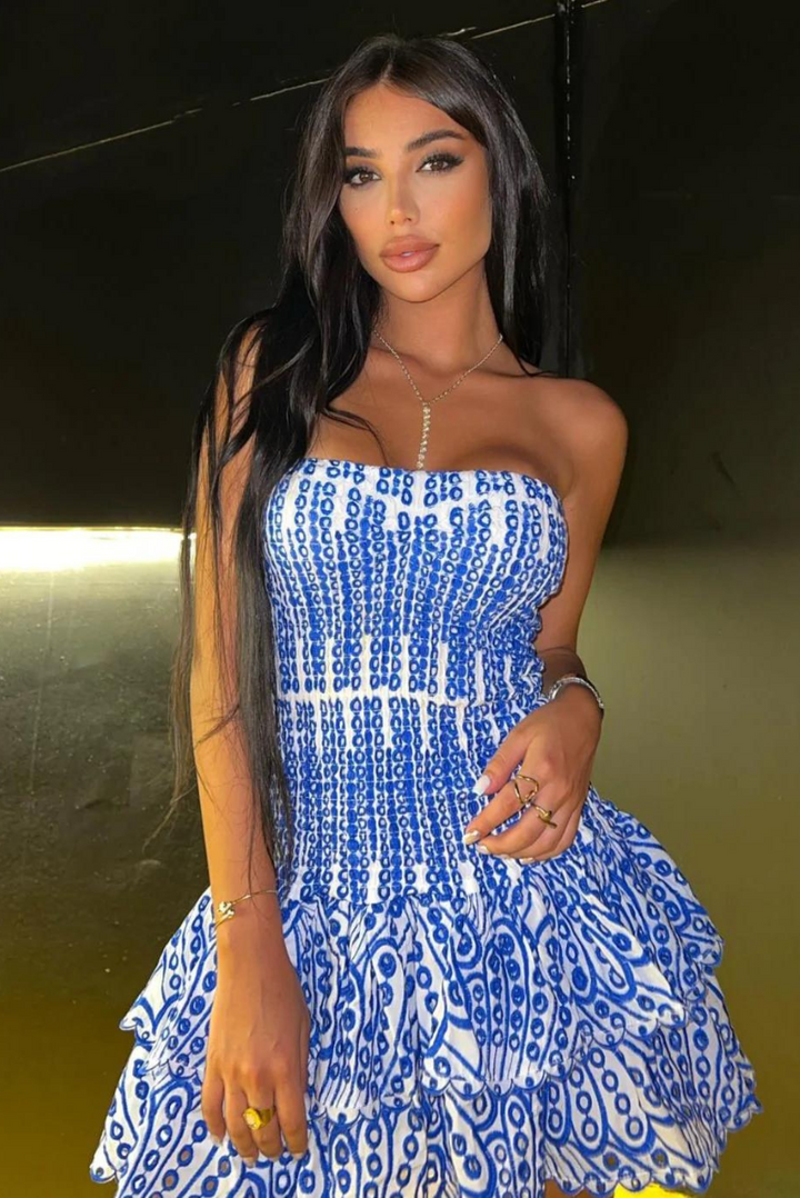 Monaco Mini Dress- Blue - Angel Lane Clothing