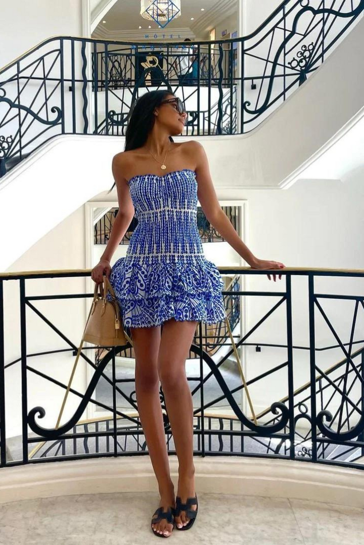 Monaco Mini Dress- Blue - Angel Lane Clothing