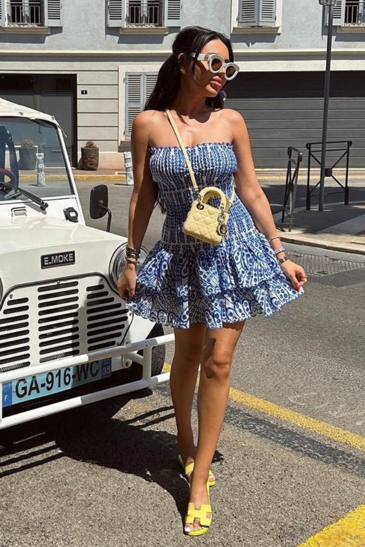 Monaco Mini Dress- Blue - Angel Lane Clothing
