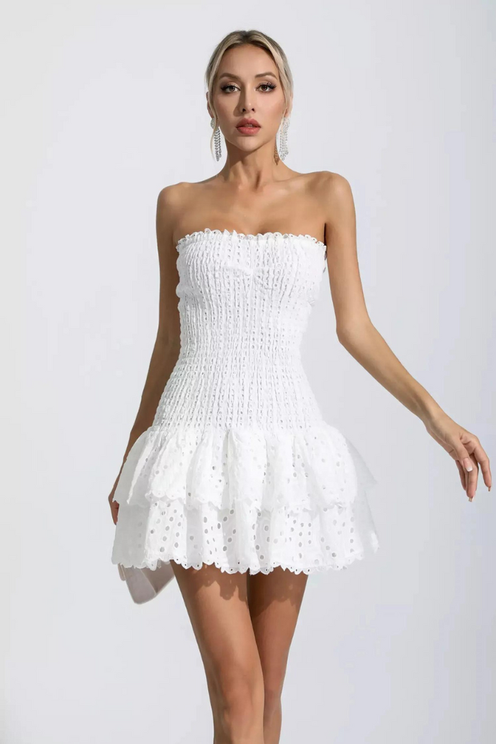 Monaco Mini Dress- White - Angel Lane Clothing