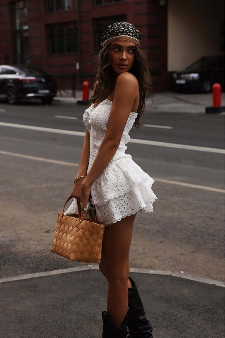 Monaco Mini Dress- White - Angel Lane Clothing