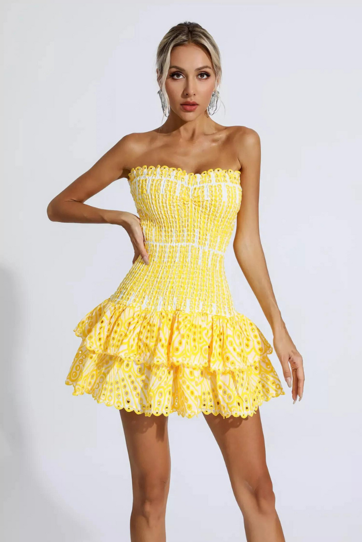 Monaco Mini Dress- Yellow - Angel Lane Clothing