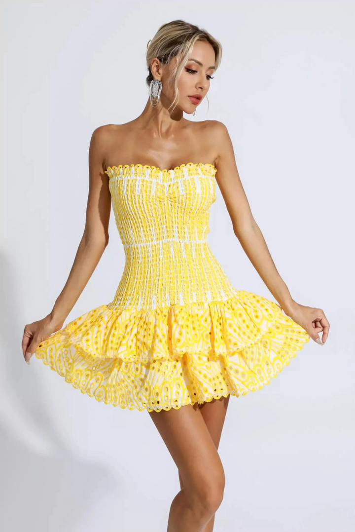 Monaco Mini Dress- Yellow - Angel Lane Clothing