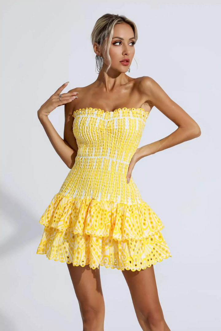 Monaco Mini Dress- Yellow - Angel Lane Clothing