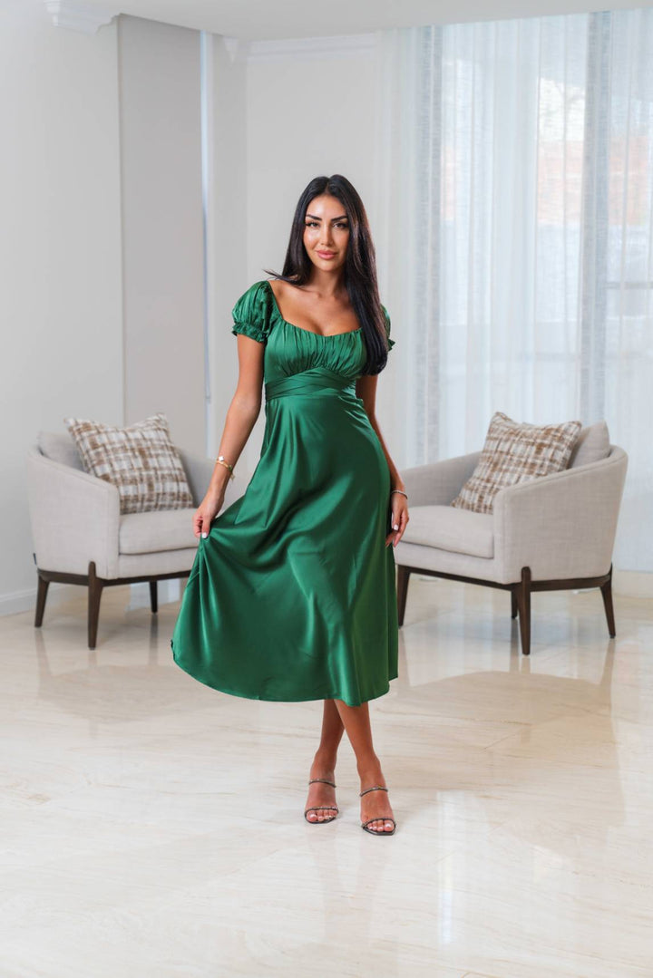Rosy Midi Dress- Emerald - Angel Lane Clothing